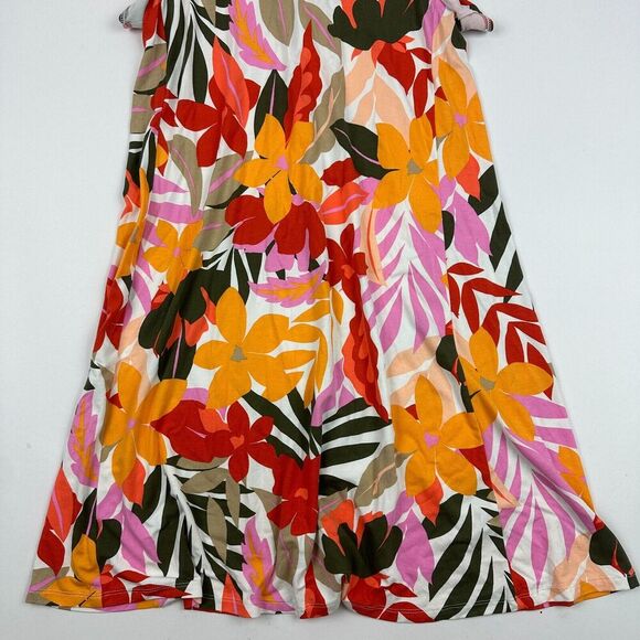 LOFT Multicolor Floral Ruffle A-Line Dress Sleeveless Flutter Sleeve Sz XS - Picture 7 of 10